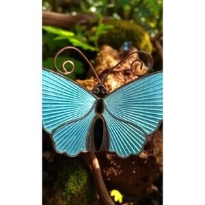 David Andersen Norway Sterling Silver Vintage Guilloche Enamel Butterfly Brooch